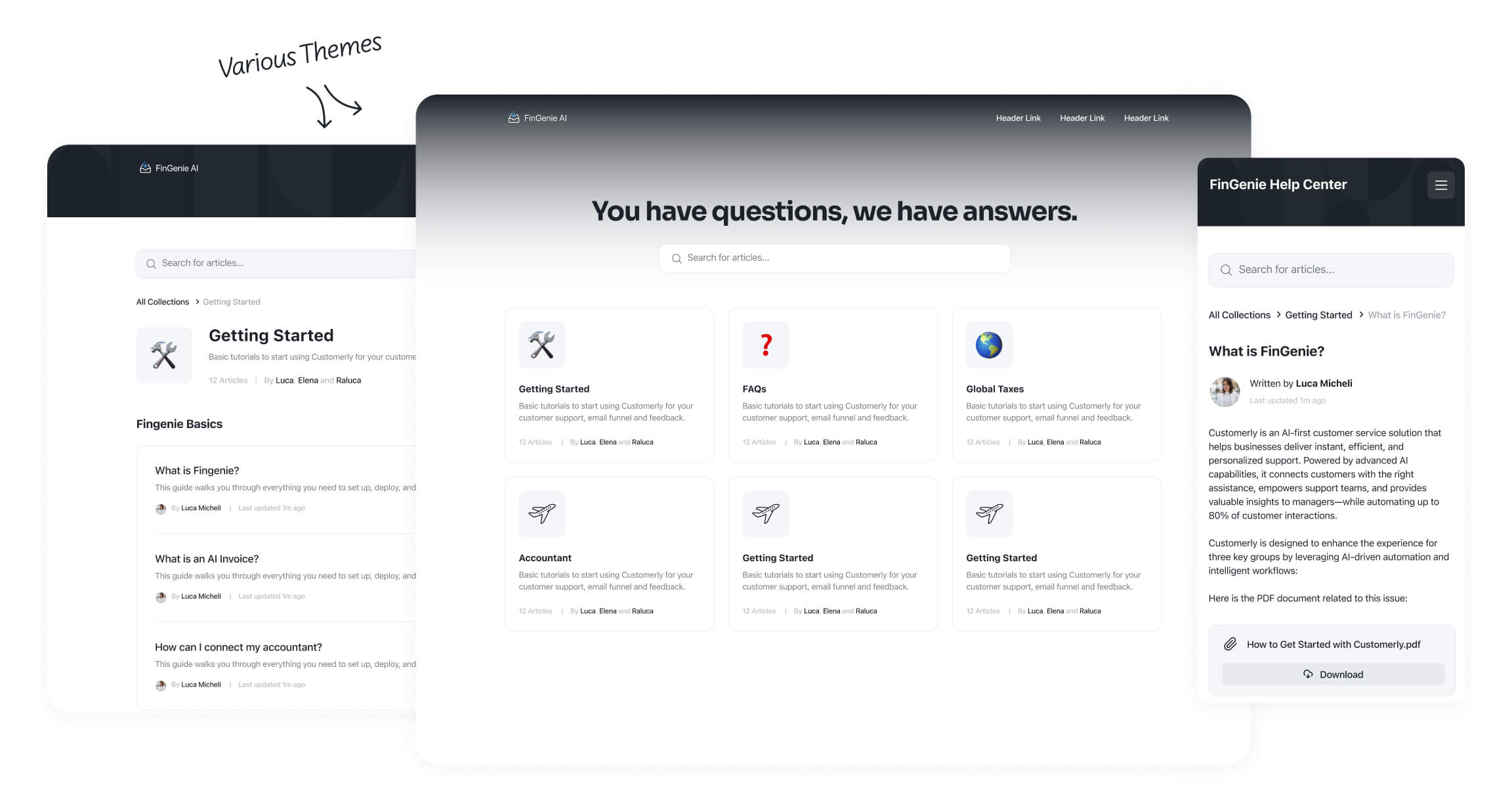 Help Center suite with Articles
