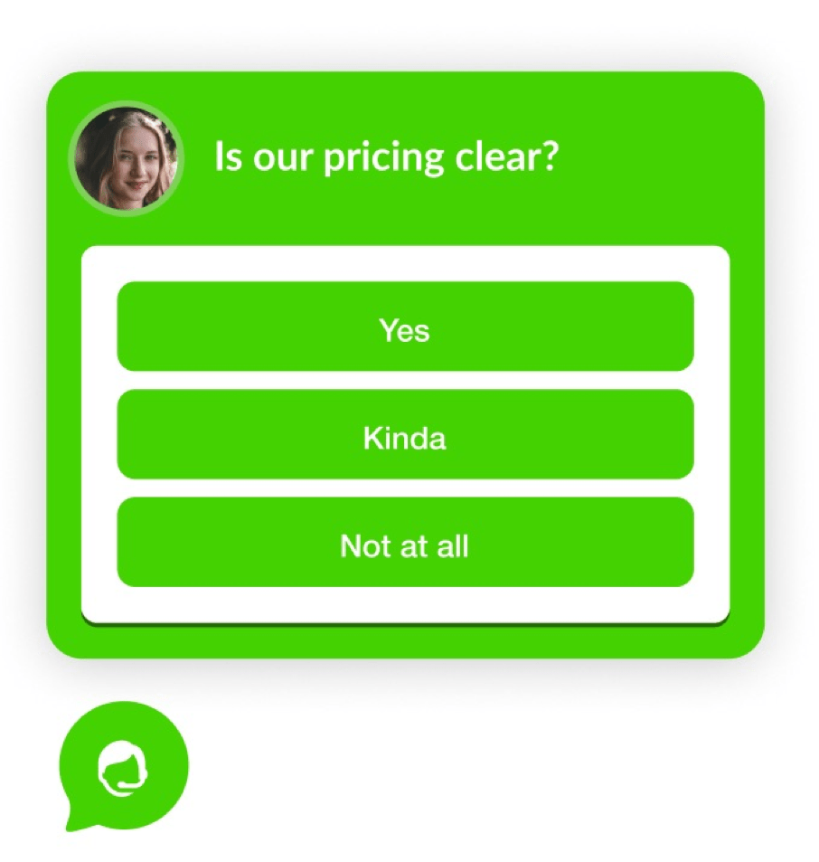 in app survey pricing clear