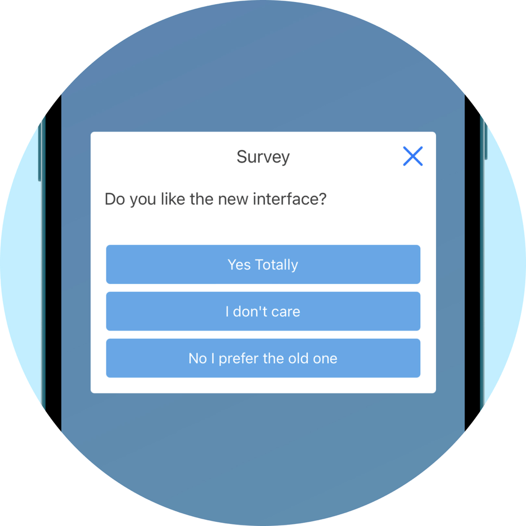 survey apps in app survey example with mobile SDK