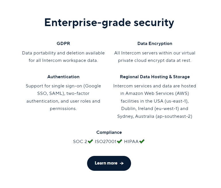 intercom enterprise-level security