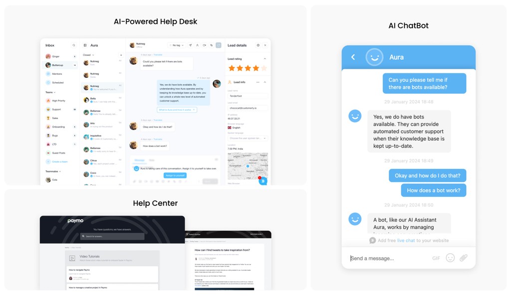 Customerly customer service solution with ai live chat and help center