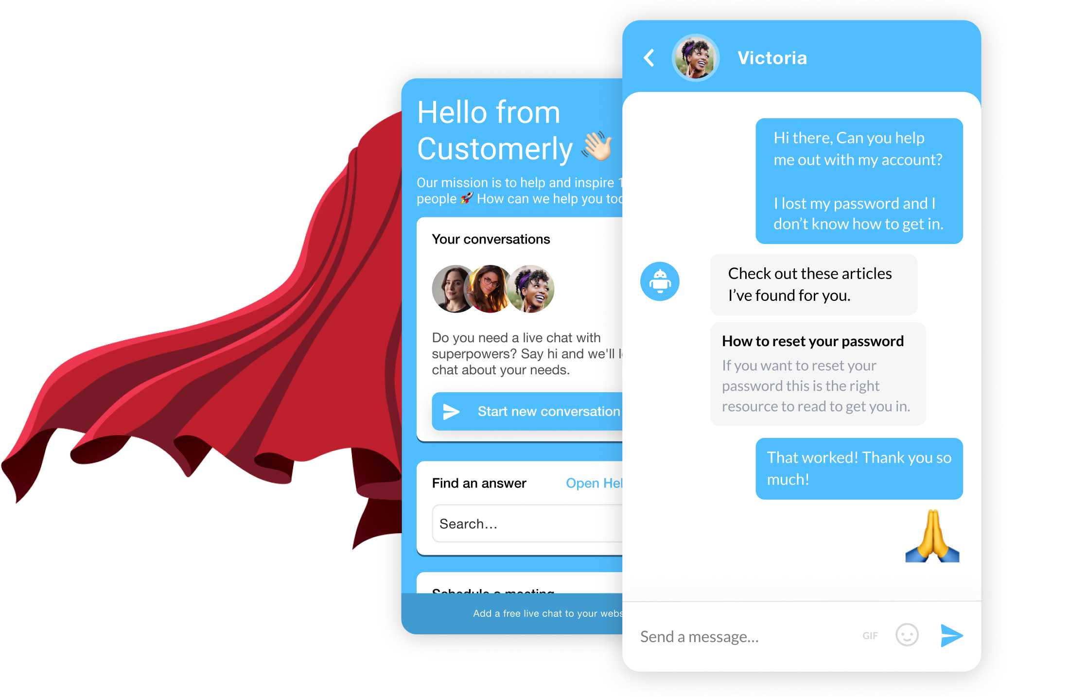 Live Chat with Superpowers by Customerly