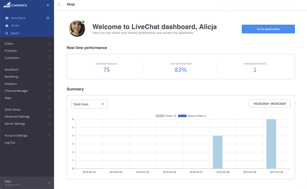 LiveChat dashboard